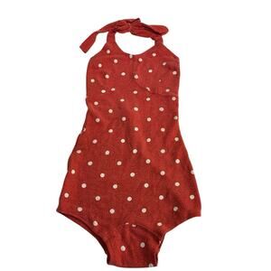 wildfox orange polka dot one piece halter Tie tank top Bodysuit Size S